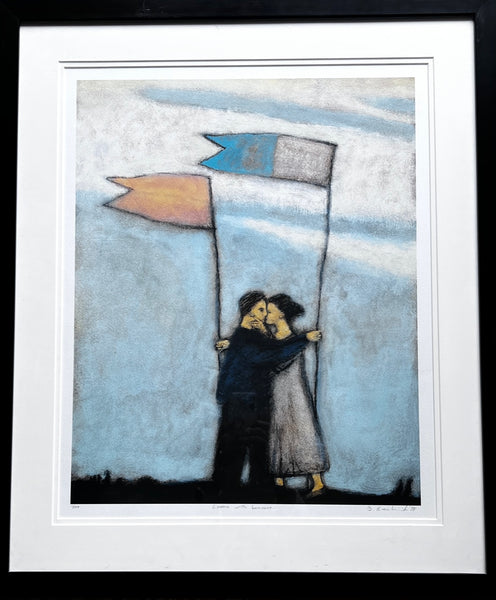 lovers with banners
