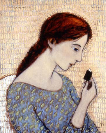 Reading a very small book - print
