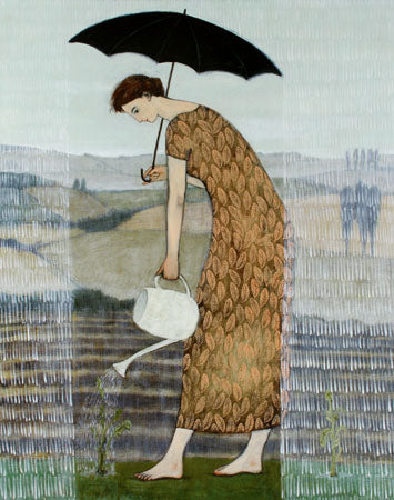 gardening in the rain - print