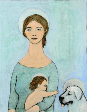 madonna and child with dog - giclee