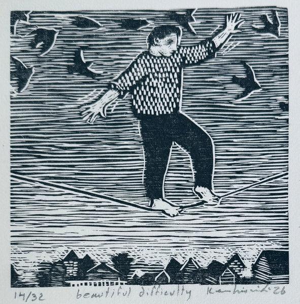 beautiful difficulty - woodcut