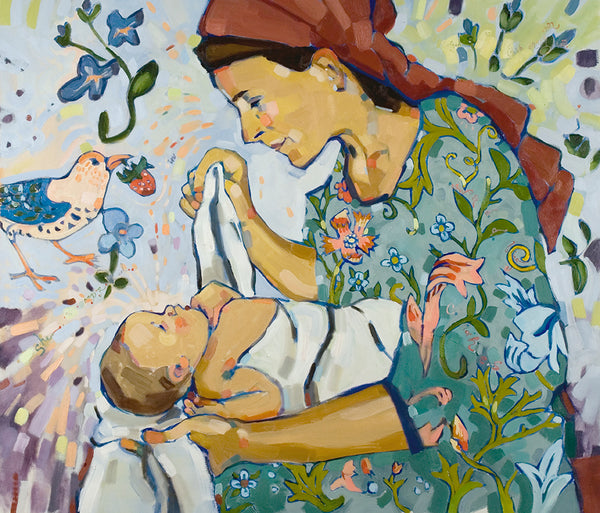 She Wrapped Him in Swaddling Clothes - giclee